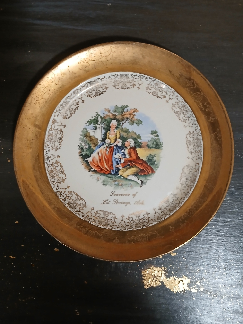 Baroque Period Style Courting Couple Crest-O-Gold plate 22 karat gold